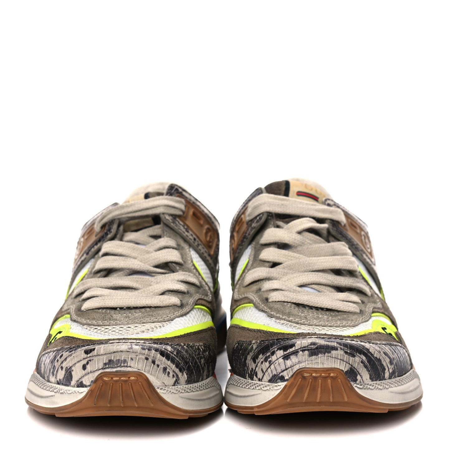 Suede Calfskin Tejus Printed Womens Ultrapace Sneakers 37.5 Natural Ardesia Neon Yellow