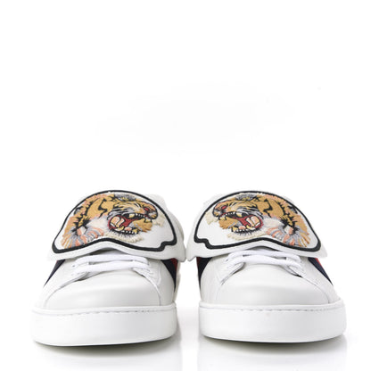 Gucci Calfskin Ayers Web Tiger Embroidered Mens Ace Sneakers 11.5 White 2 of 11