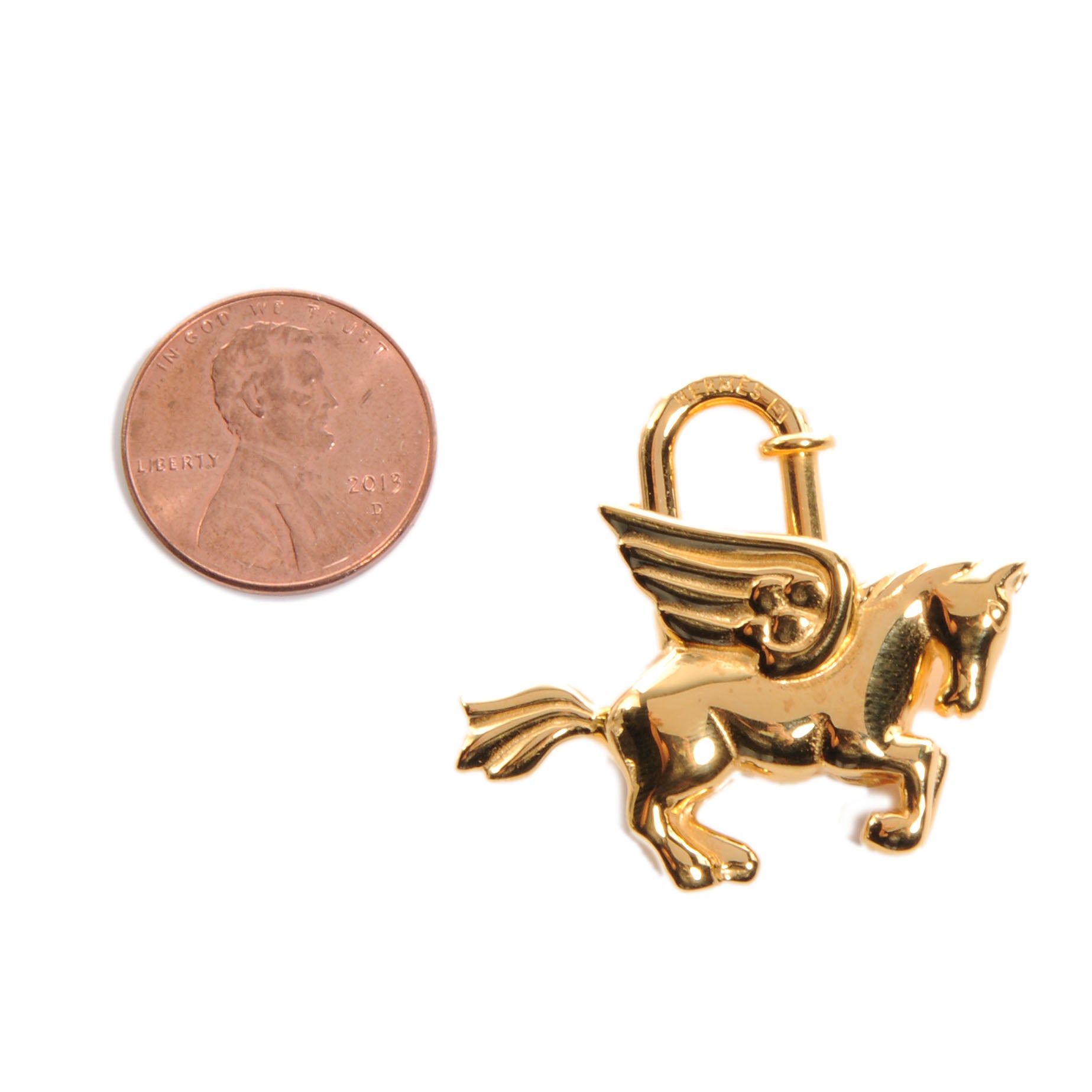 Hermes Pegasus Lock Cadena Charm Gold Plated 2 of 5