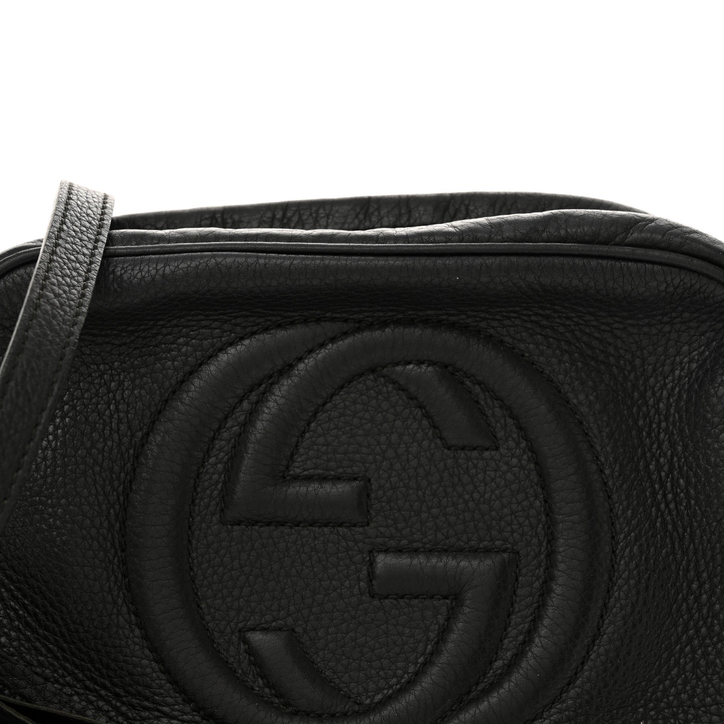 Pebbled Calfskin Small Soho Disco Bag Black