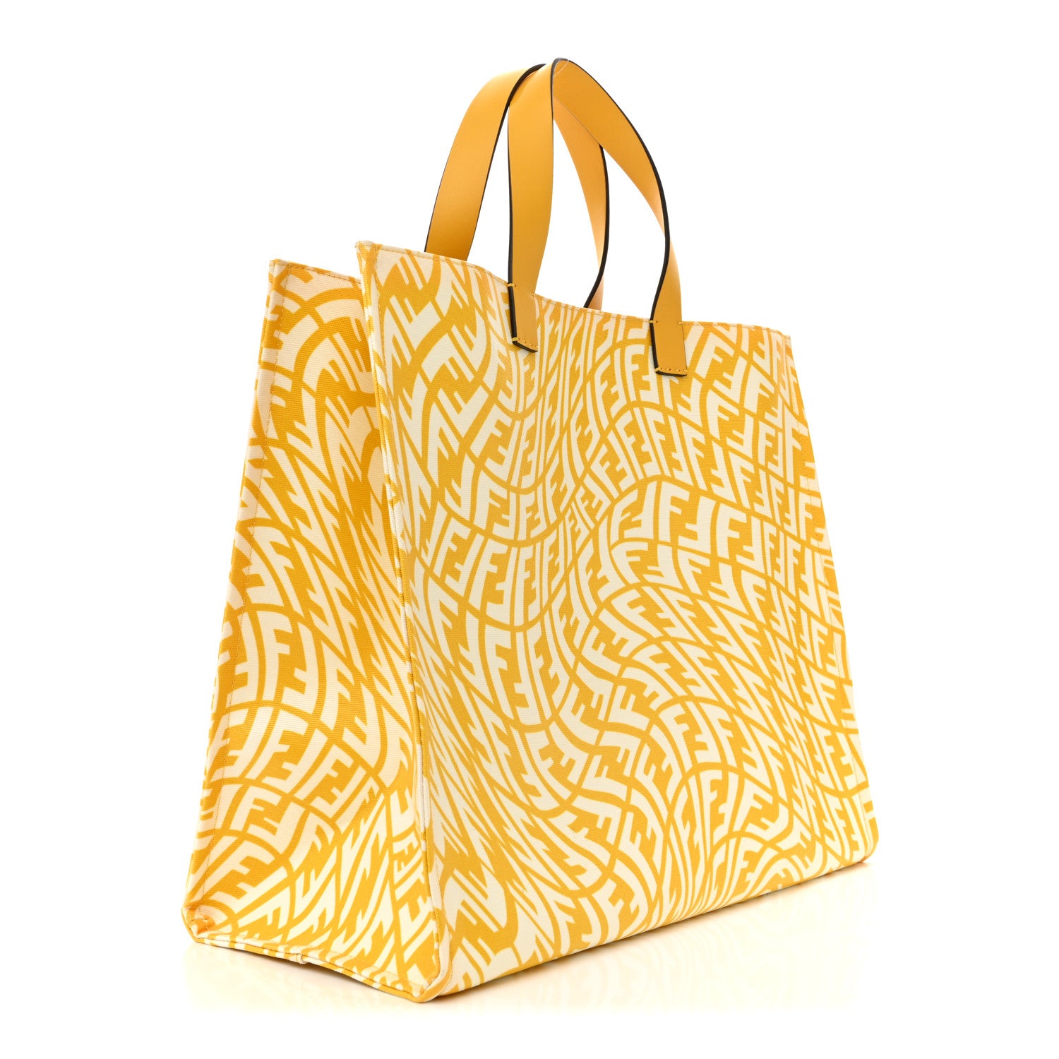 Fendi X SARAH COLEMAN Glazed Canvas Vitello King FF Vertigo Shopping Tote Bag Mimosa White 3 of 12