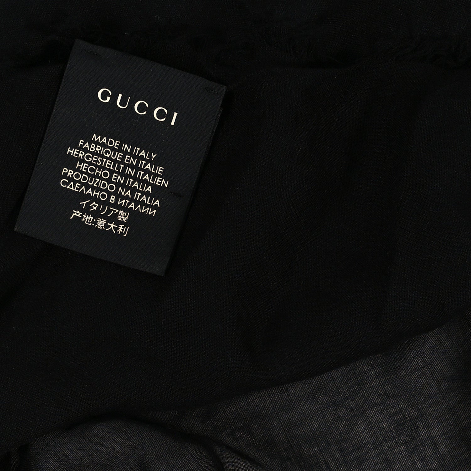 Gucci Modal Silk Logo Square Scarf Black 3 of 3