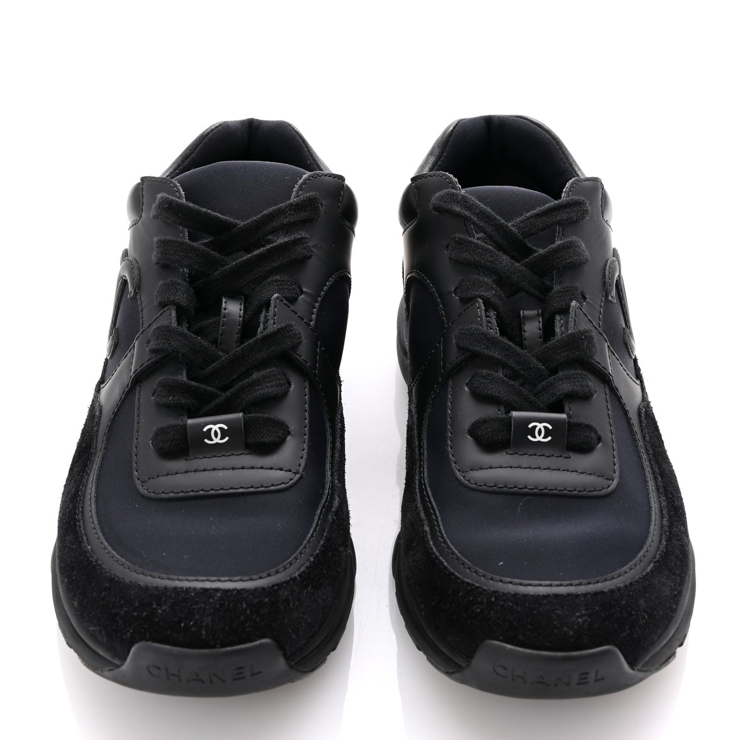Lambskin Fabric CC Uniform Sneakers 39 Black