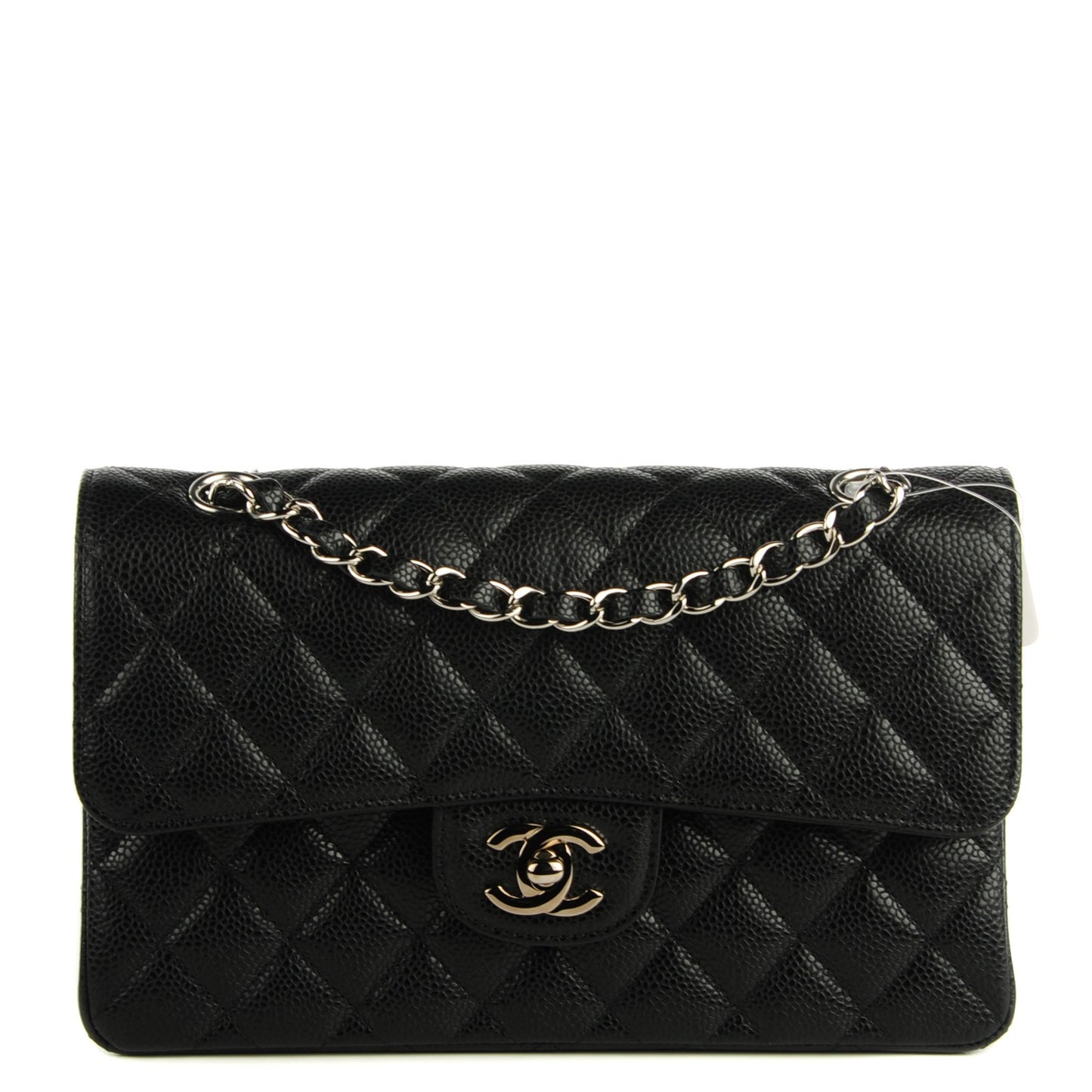 Caviar Quilted Small Double Flap Black