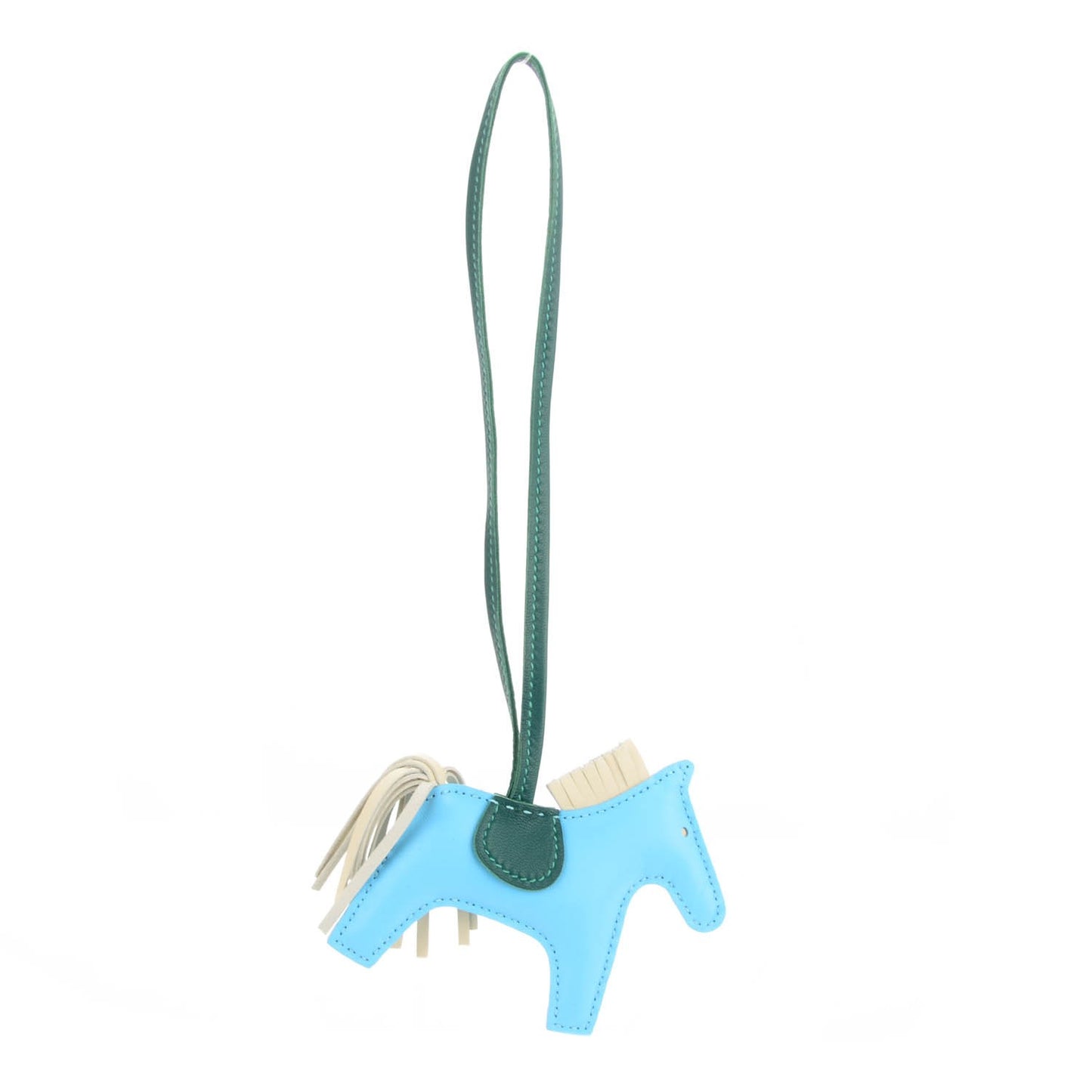 Milo Lambskin Grigri Rodeo Horse Bag Charm PM Celeste Malachite Craie