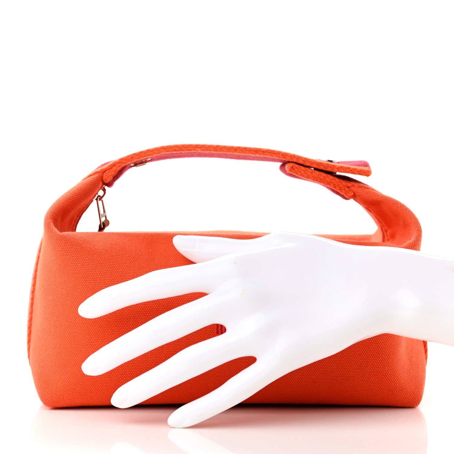 Hermes Canvas Small Bride-A-Brac Pouch Orange Burgundy 2 of 12