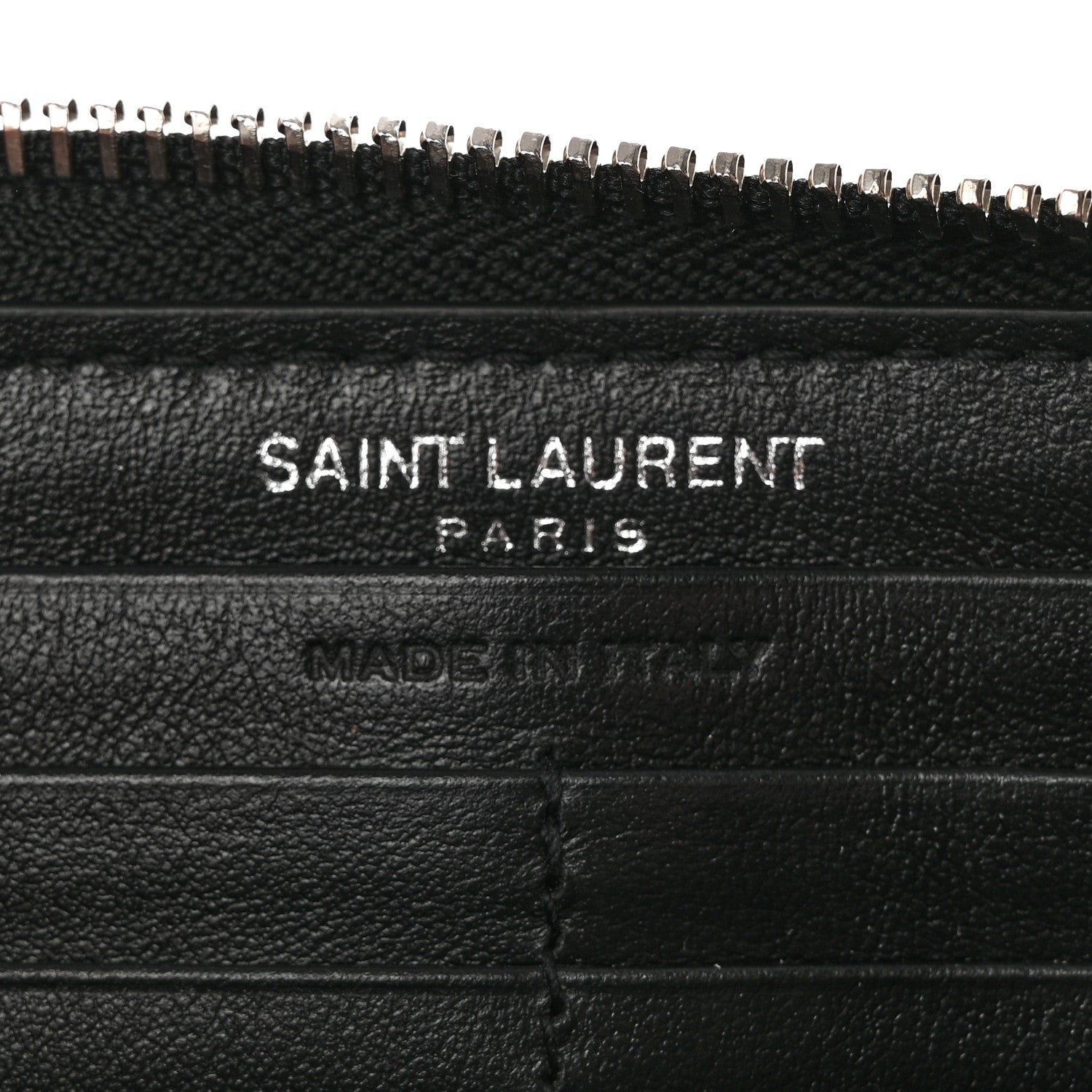 Saint Laurent Calfskin Crocodile Embossed Monogram Zip Around Wallet Black 6 of 7