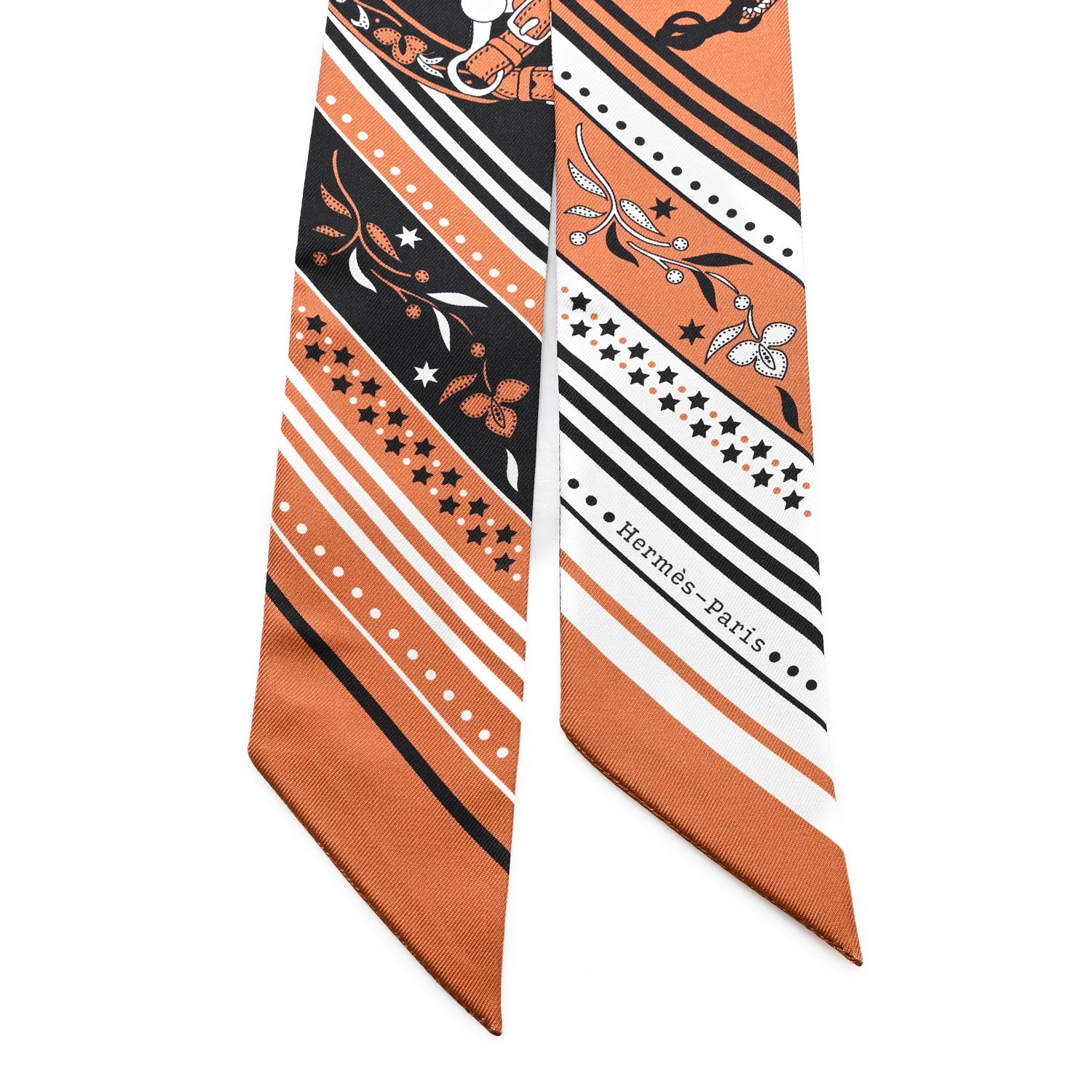 Hermes Silk Festival Des Amazones Twilly Caramel White Black 2 of 3