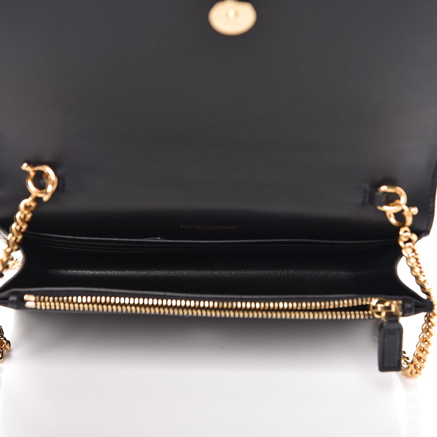 Smooth Calfskin Classic Monogram Kate Tassel Chain Wallet Black
