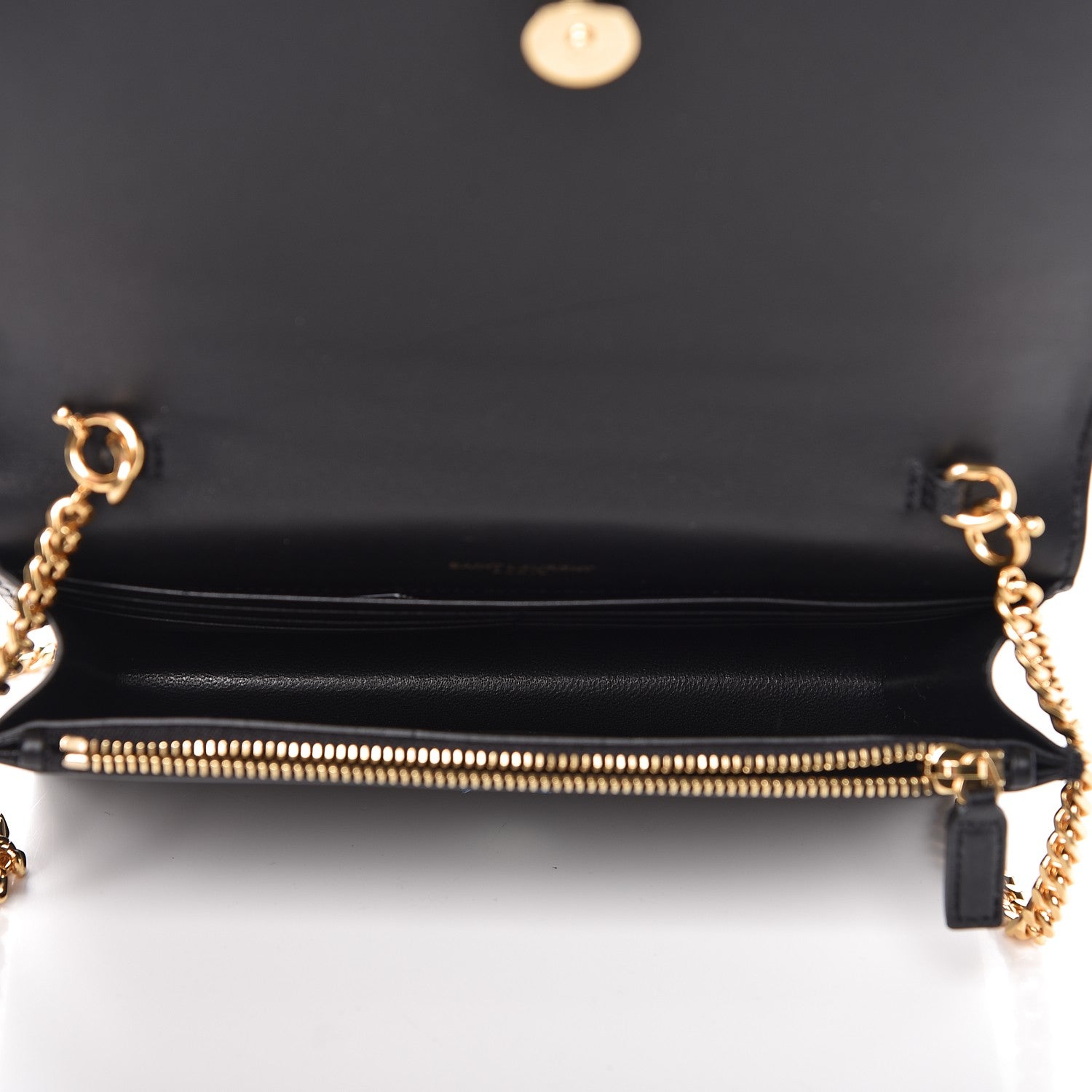 Saint Laurent Smooth Calfskin Classic Monogram Kate Tassel Chain Wallet Black 6 of 9