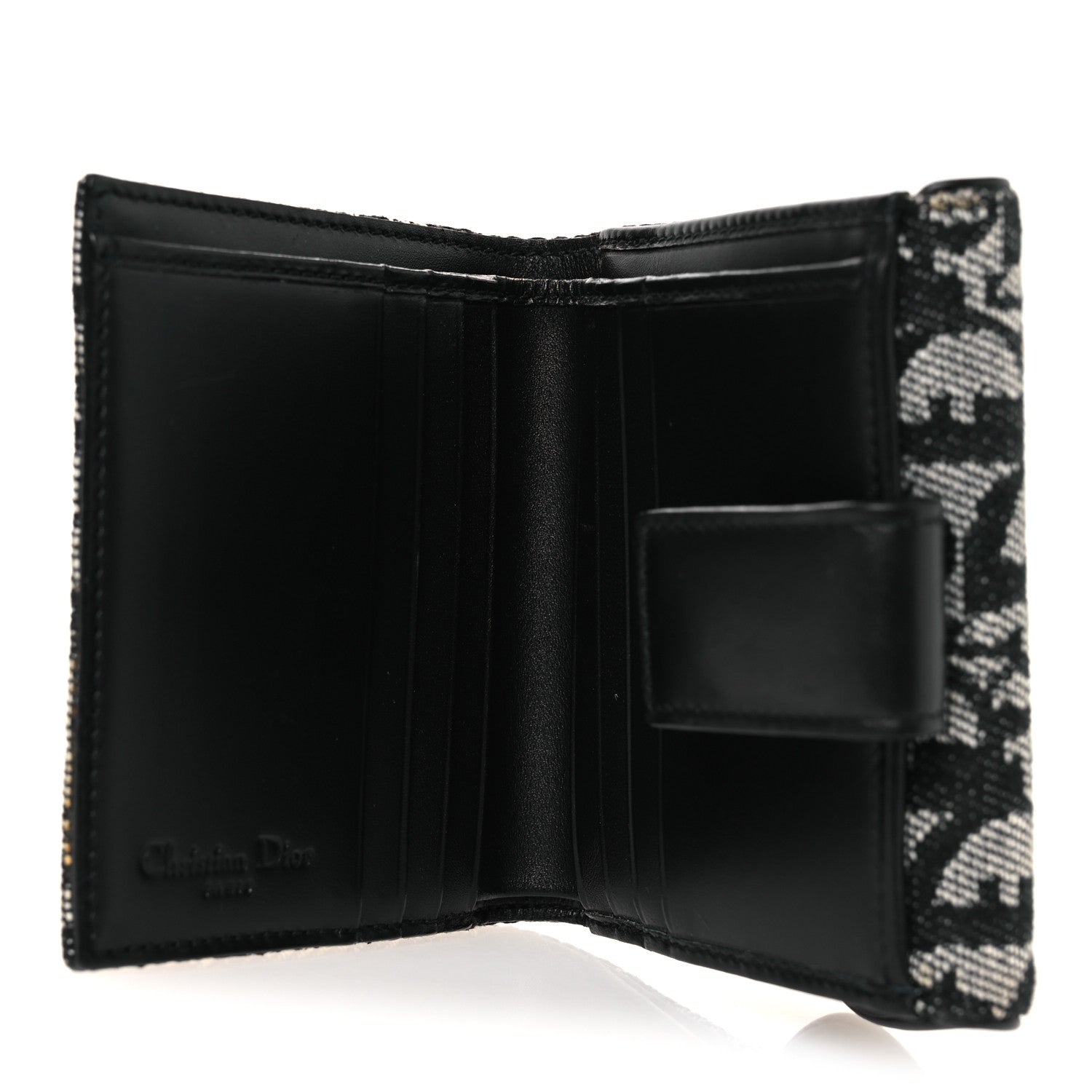 Christian Dior Monogram Compact Saddle Wallet Black 5 of 8