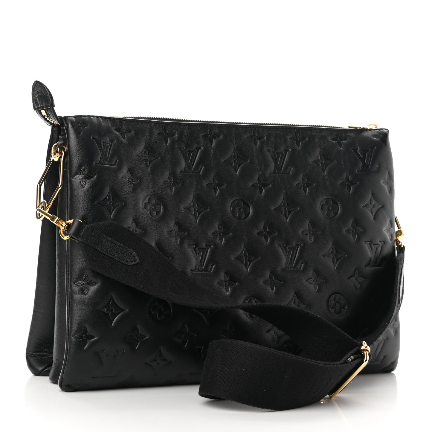 Lambskin Embossed Monogram Coussin MM Black