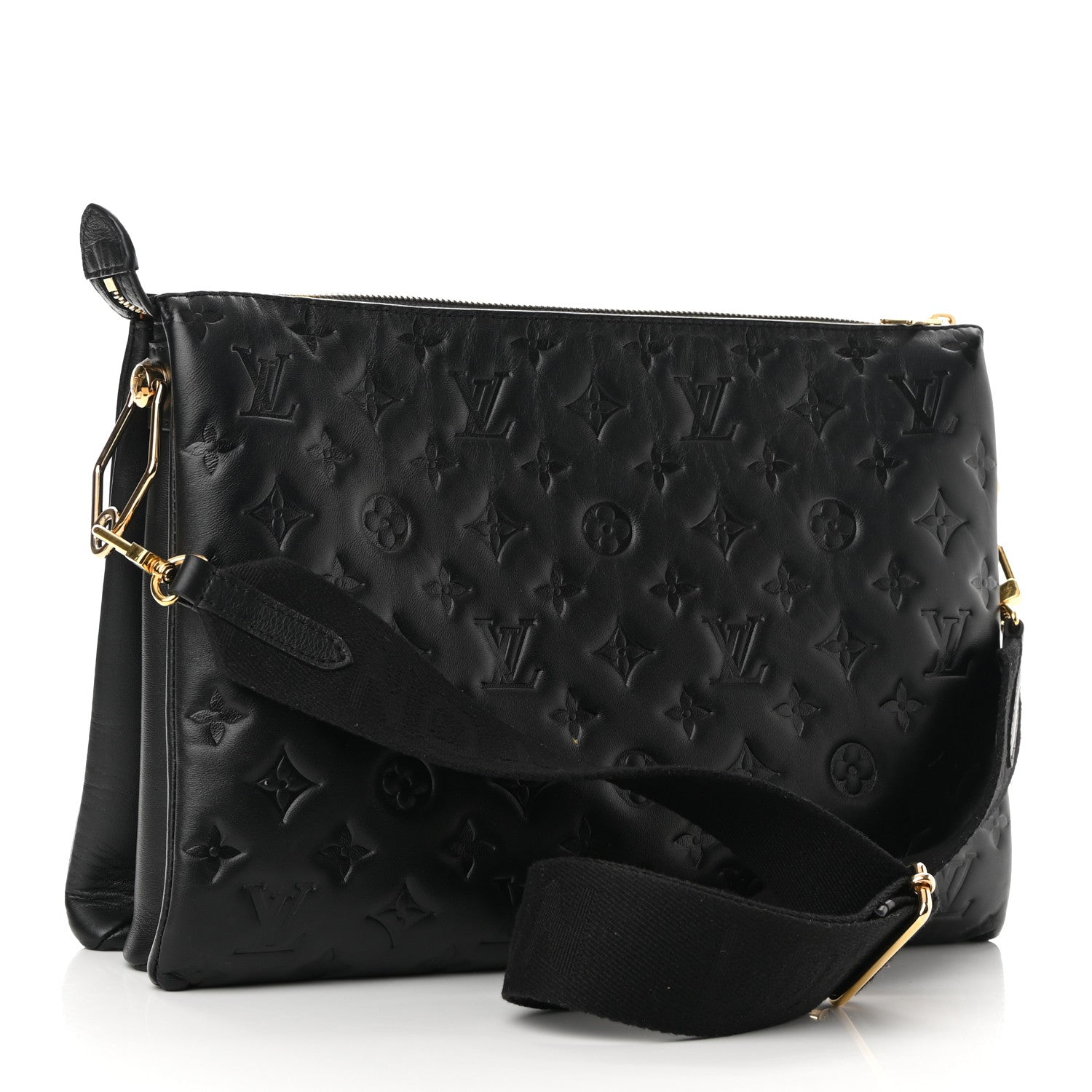 Louis Vuitton Lambskin Embossed Monogram Coussin MM Black 2 of 8