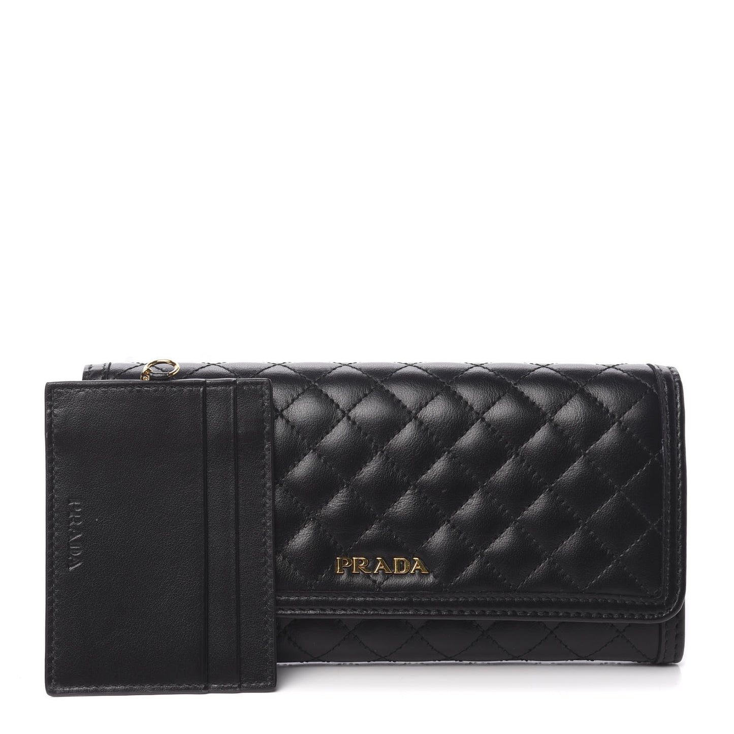 Soft Calf Quilted Continental Flap Wallet Black