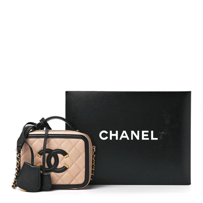 Chanel Caviar Quilted Small CC Filigree Vanity Case Beige Black 12 of 12