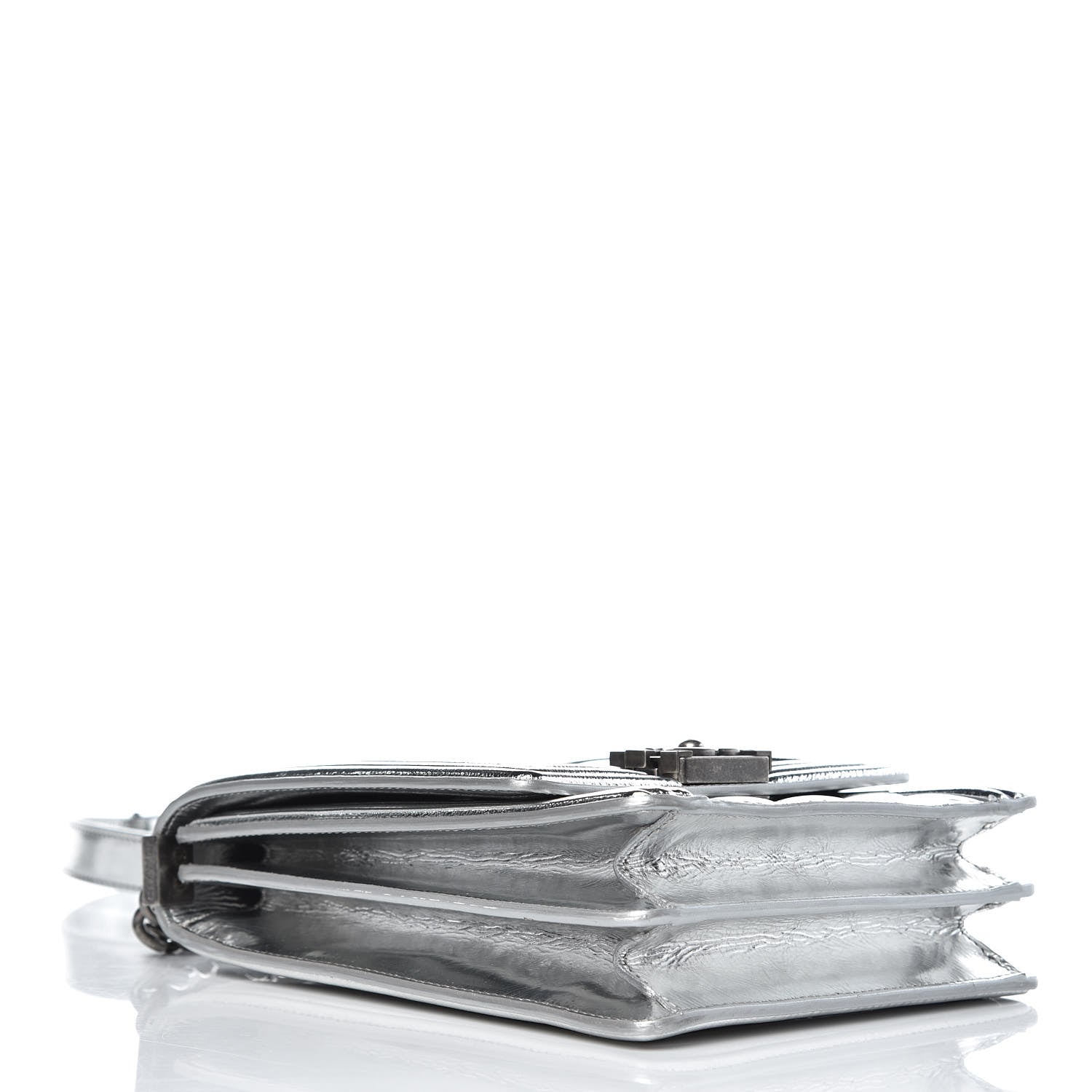 Chanel Metallic Goatskin Quilted North South Boy Flap Silver 4 of 8