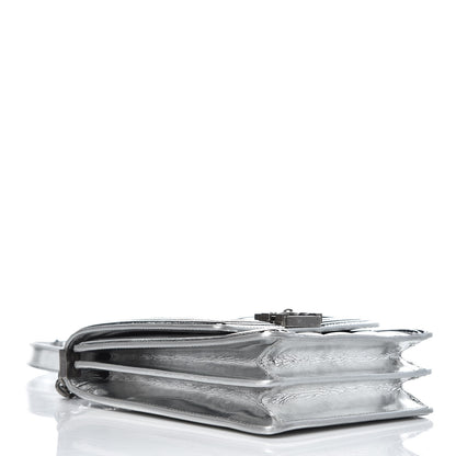 Chanel Metallic Goatskin Quilted North South Boy Flap Silver 4 of 8