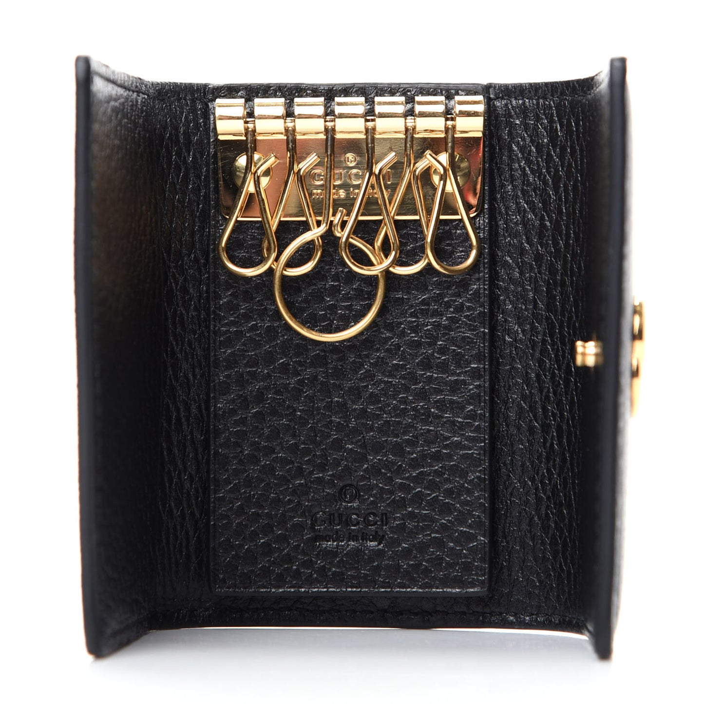 Dollar Calfskin GG Supreme Monogram GG Marmont 6 Key Holder Case Black Beige Ebony