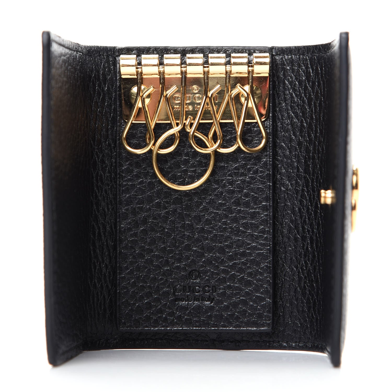 Gucci Dollar Calfskin GG Supreme Monogram GG Marmont 6 Key Holder Case Black Beige Ebony 5 of 8