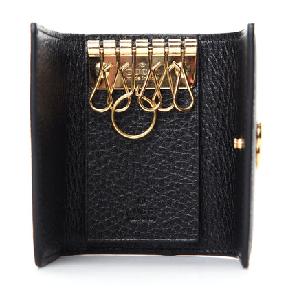Gucci Dollar Calfskin GG Supreme Monogram GG Marmont 6 Key Holder Case Black Beige Ebony 5 of 8