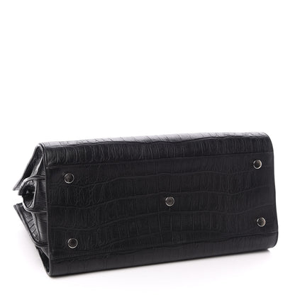 Saint Laurent Calfskin Crocodile Embossed Small Sac de Jour Black 4 of 10