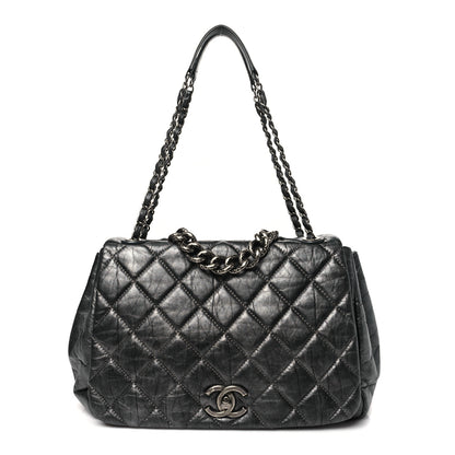 Chanel Metallic Aged Calfskin Quilted Large Pondichery Flap Dark Grey 1 of 10
