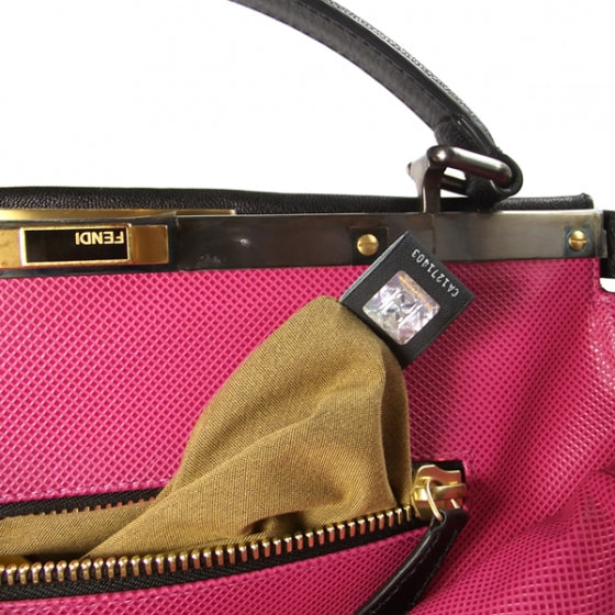 Fendi Goatskin Large Peekaboo Iconic Satchel Black Lampone 14 of 14