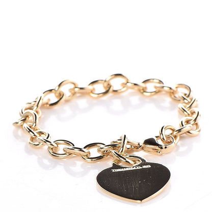 Tiffany 18K Yellow Gold Heart Tag Charm Bracelet 1 of 6