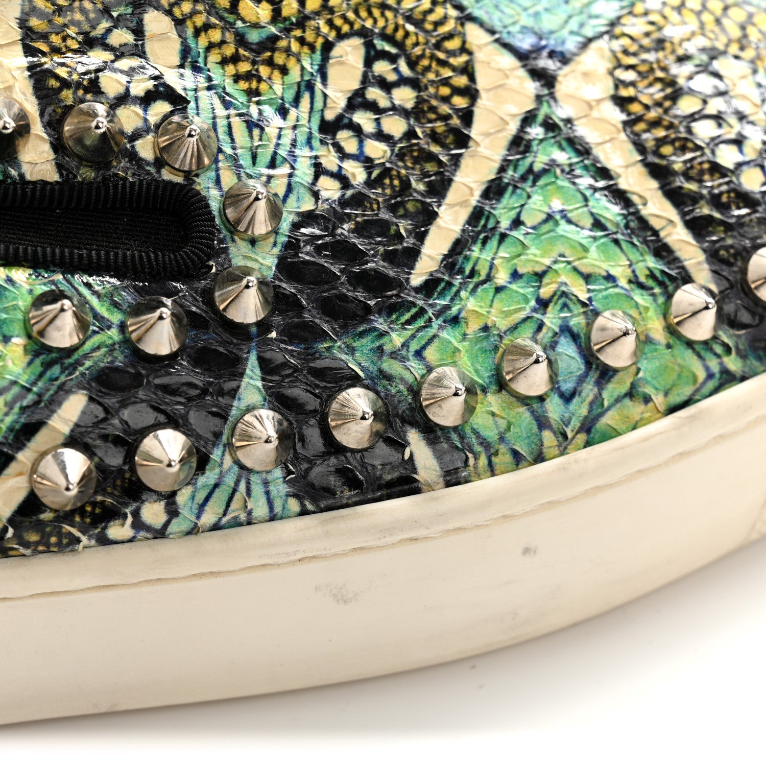 Christian Louboutin Snakeskin Spikes Pik Boat Flats 38 Multicolor