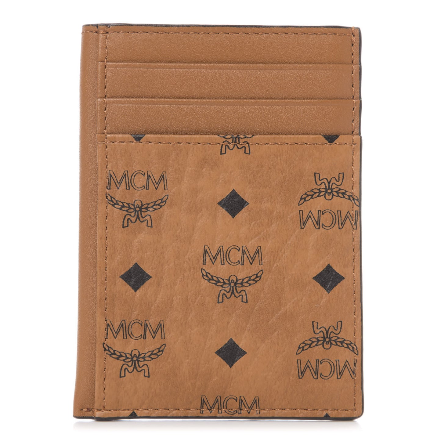 Visetos Money Clip Card Case Cognac