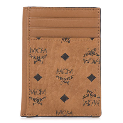 MCM Visetos Money Clip Card Case Cognac 1 of 5