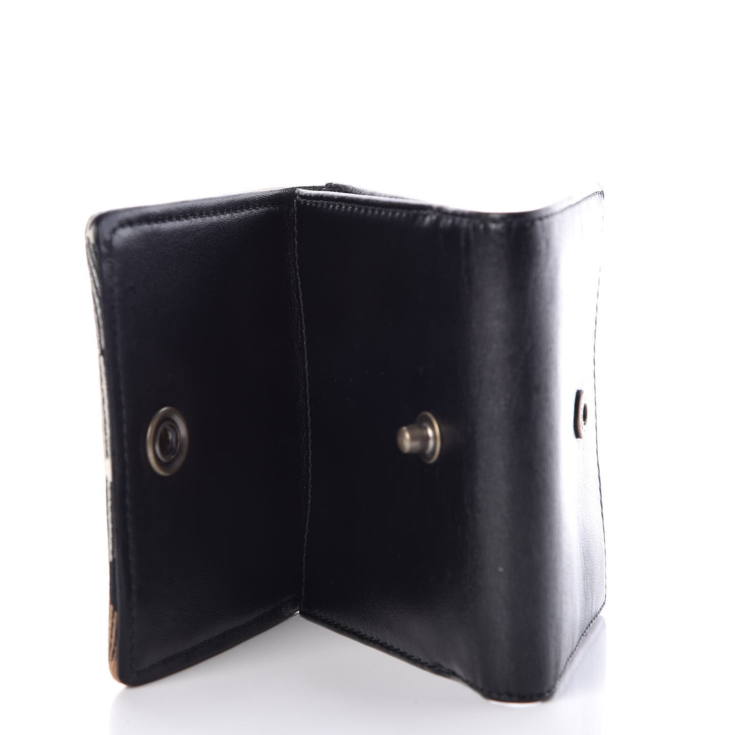 Calfskin Nova Check Compact Wallet Black