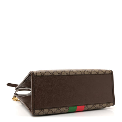 Gucci GG Supreme Monogram Textured Dollar Calfskin Web Gucci Tiger Small Retro Interlocking G Tote Bag Beige Ebony Live Red New Shamarock New Acero 4 of 9