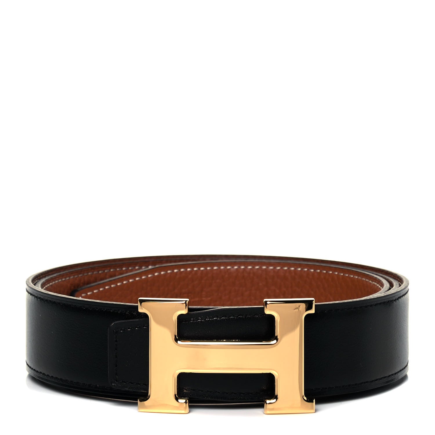Hermes Box Togo 32mm H Belt 95 Black Gold 1 of 4