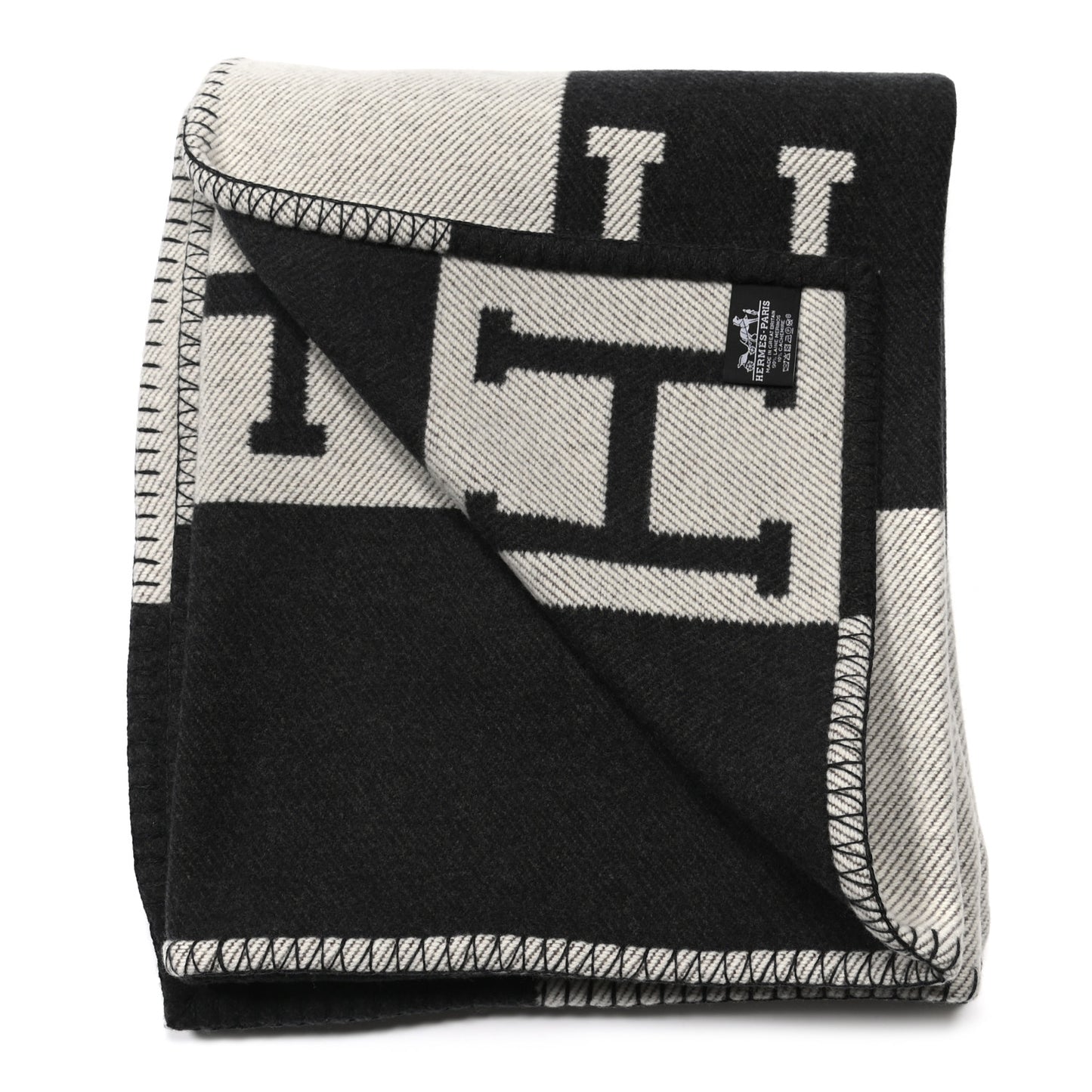 Wool Cashmere Avalon Blanket Ecru Gris Fonce