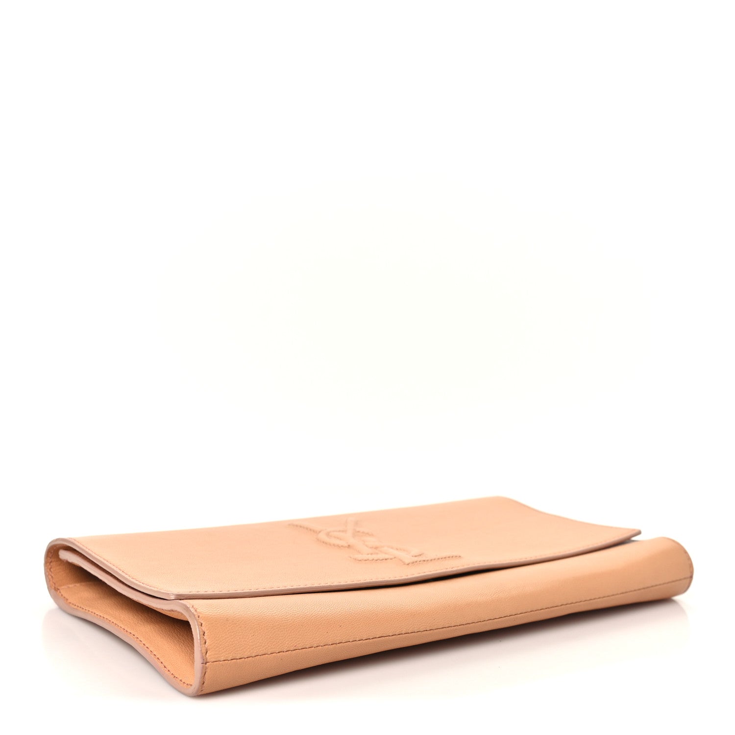 Saint Laurent Textured Calfskin Monogram Large Belle De Jour Clutch Beige 4 of 8