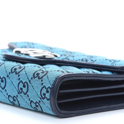 Gucci Monogram Multicolor Matelasse Diagonal GG Marmont Chain Wallet Light Blue 6 of 10
