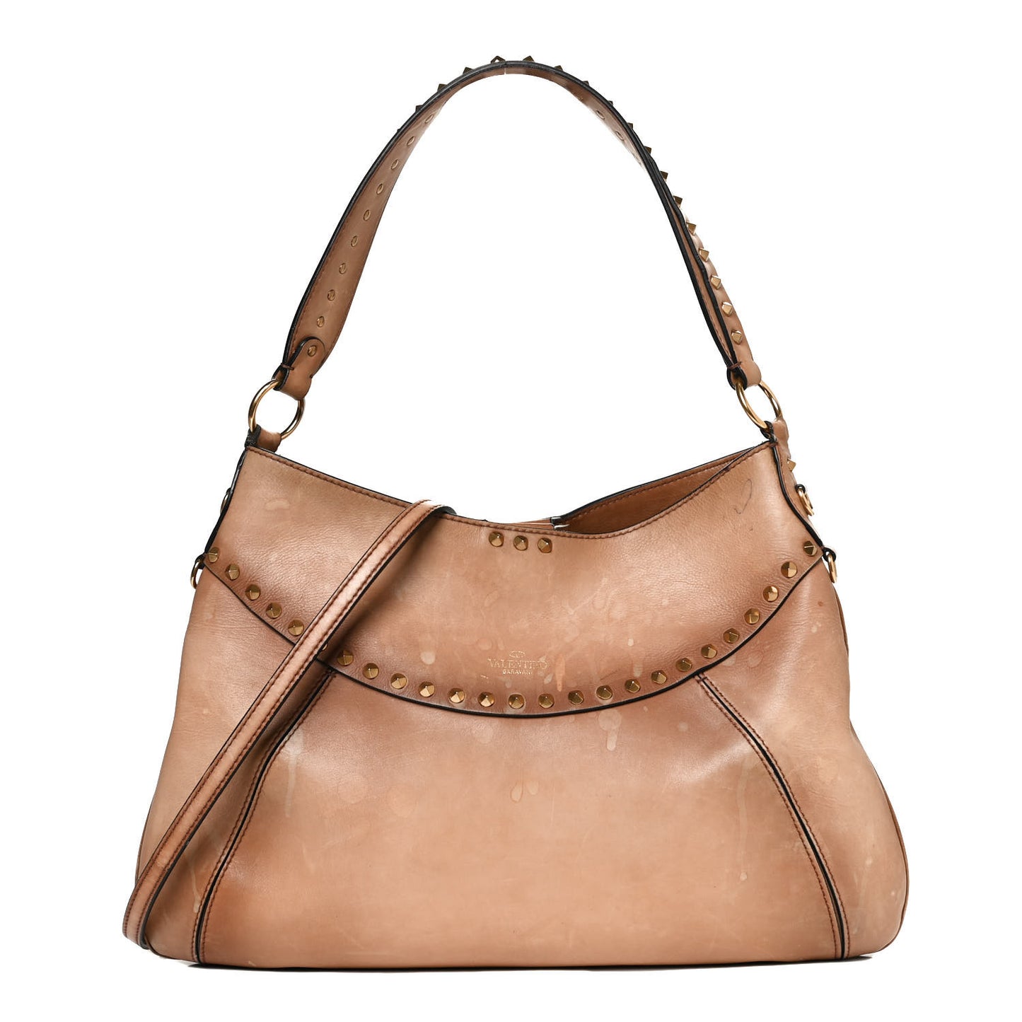 Buffed Calfskin Medium Twinkle Studs Hobo Camel