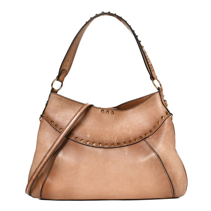 Valentino Garavani Buffed Calfskin Medium Twinkle Studs Hobo Camel 2 of 23
