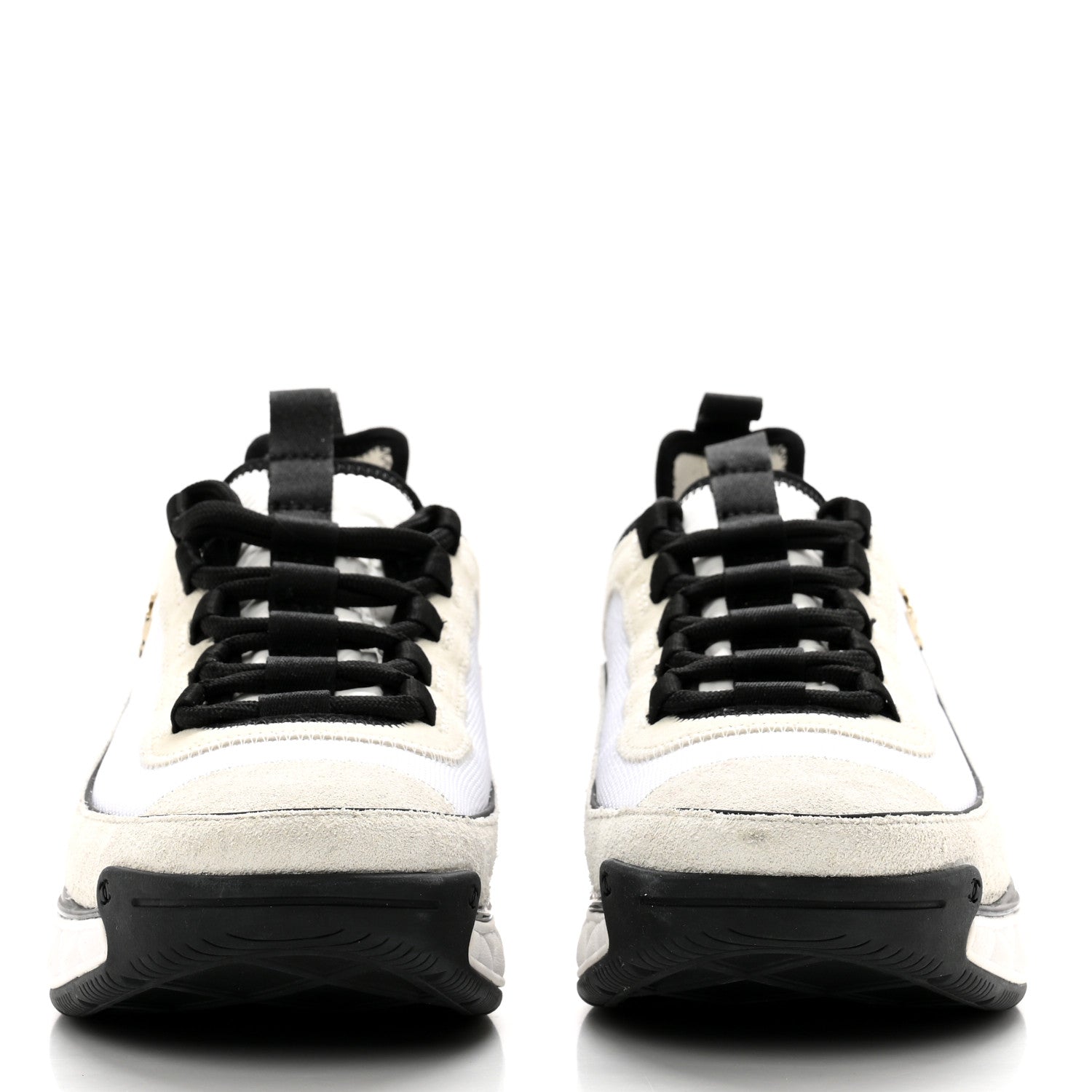 Chanel Velvet Calfskin Mixed Fibers CC Sneakers 40 Ivory Black 2 of 8