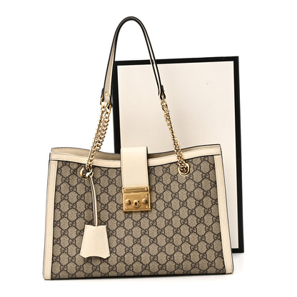 Gucci GG Supreme Monogram Medium Padlock Tote White 11 of 11
