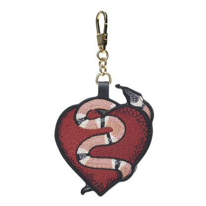 Gucci GG Supreme Monogram Kingsnake Heart Embroidered Bag Charm Key Holder 1 of 3