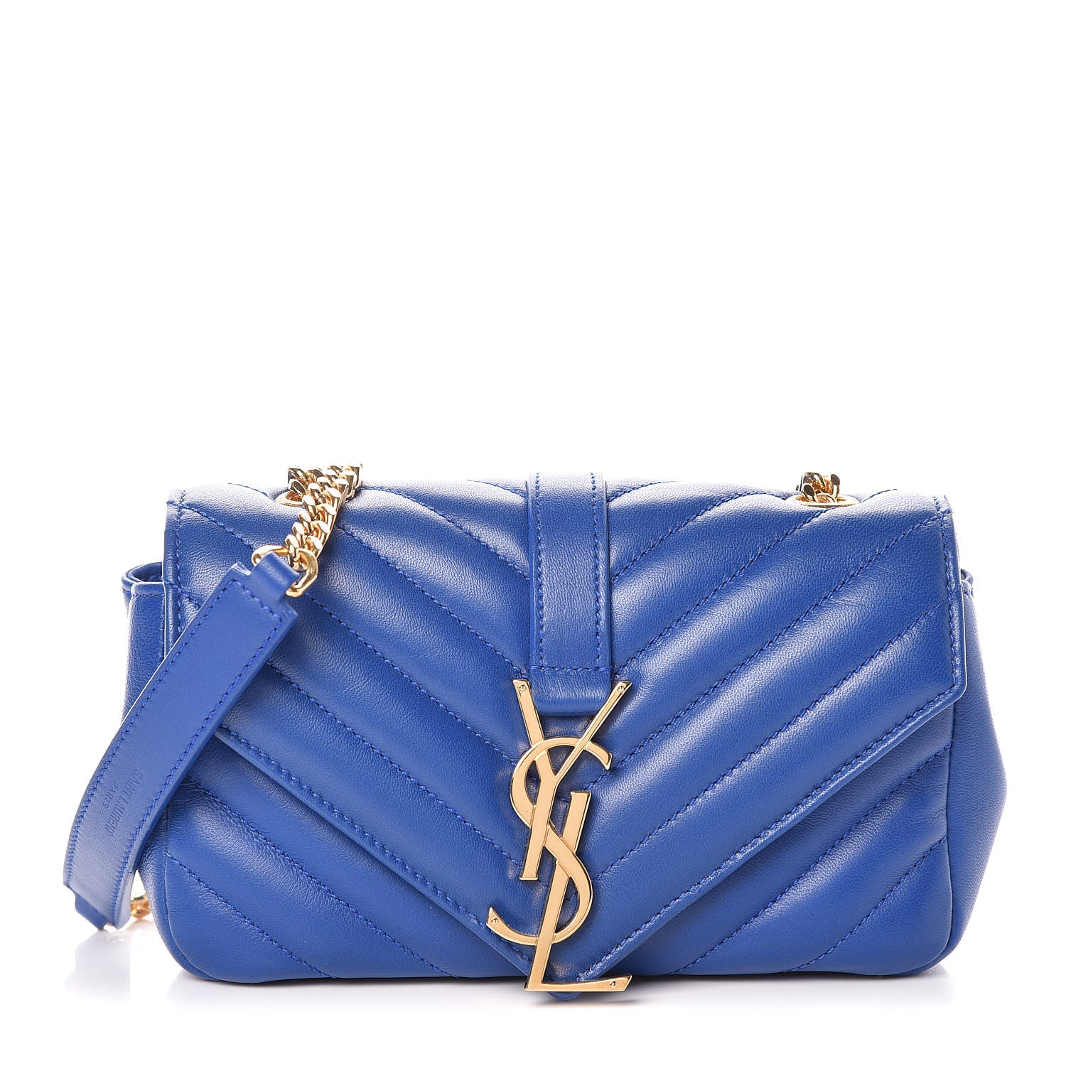 Saint Laurent Sheepskin Matelasse Chevron Monogram Classic Baby Chain Bag Blue Majorelle 1 of 12