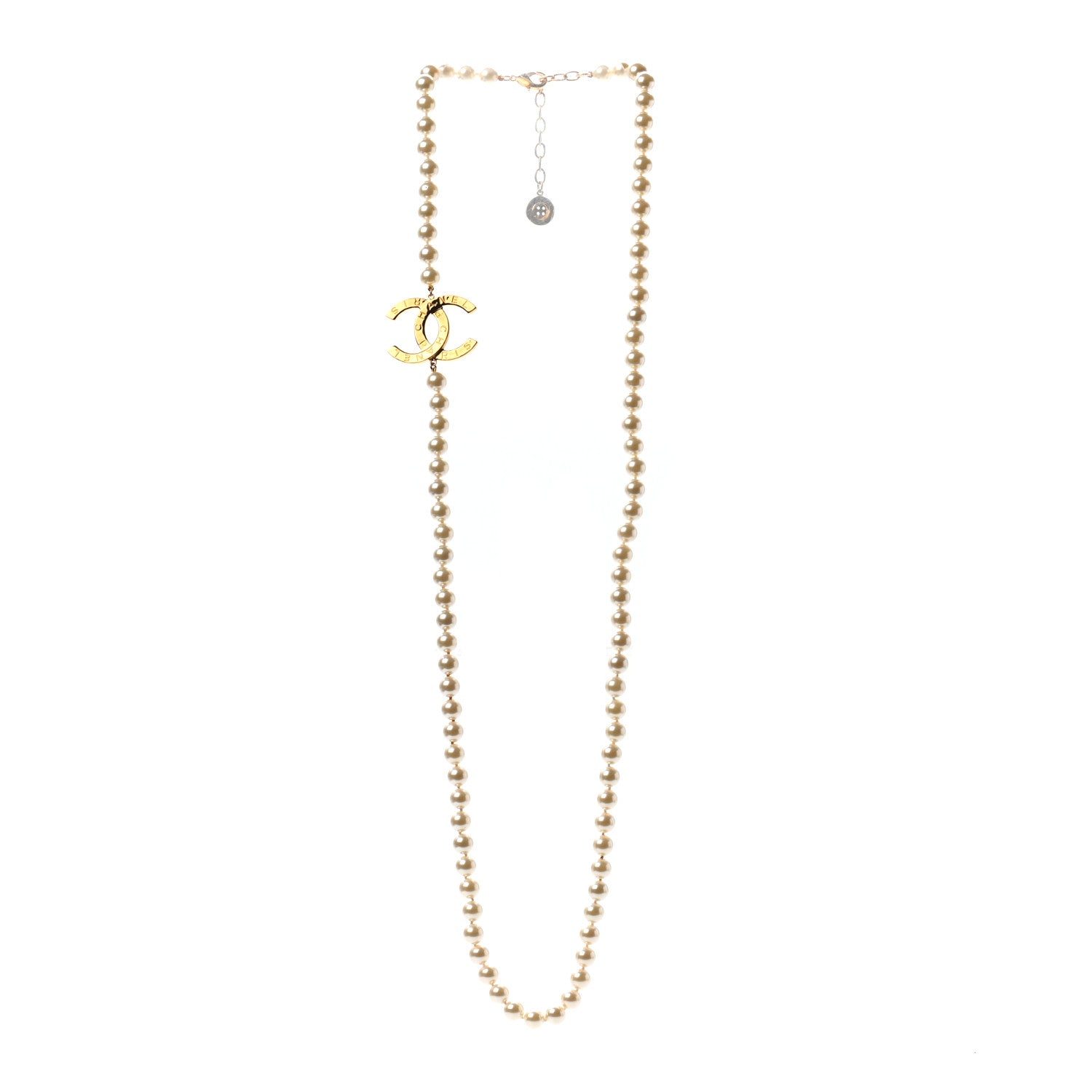 Chanel Graduated Pearl CC Long Necklace Gold 3 of 5
