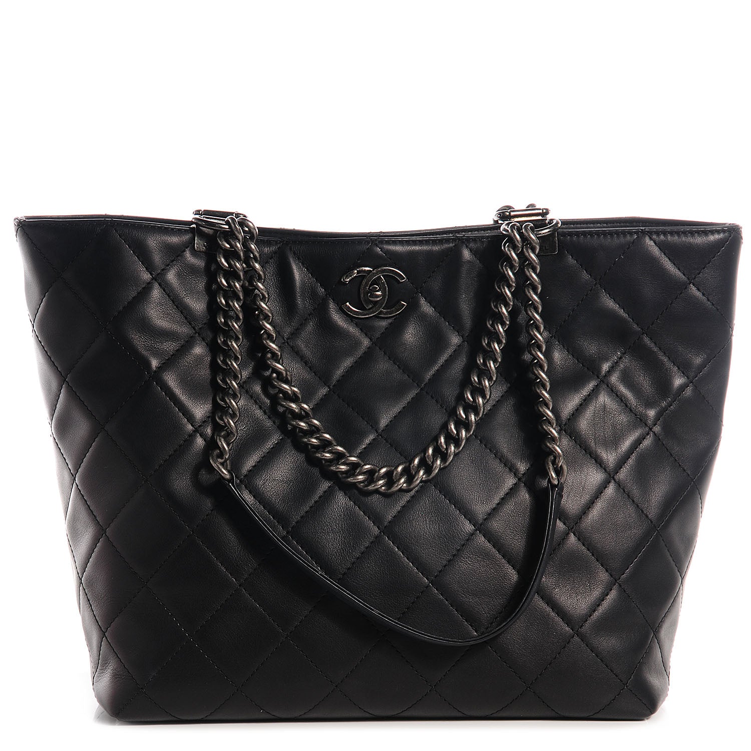 Chanel Calfskin Quilted Large Shopping In Chains Tote Black 1 of 9