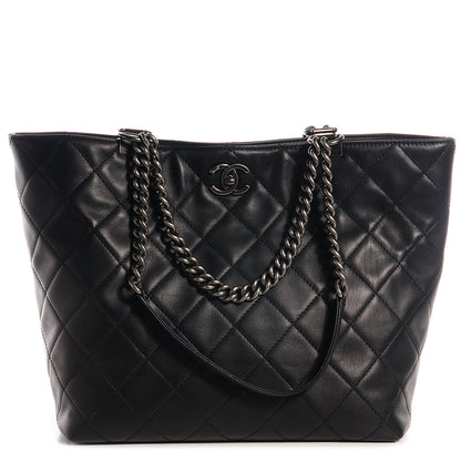Chanel Calfskin Quilted Large Shopping In Chains Tote Black 1 of 9