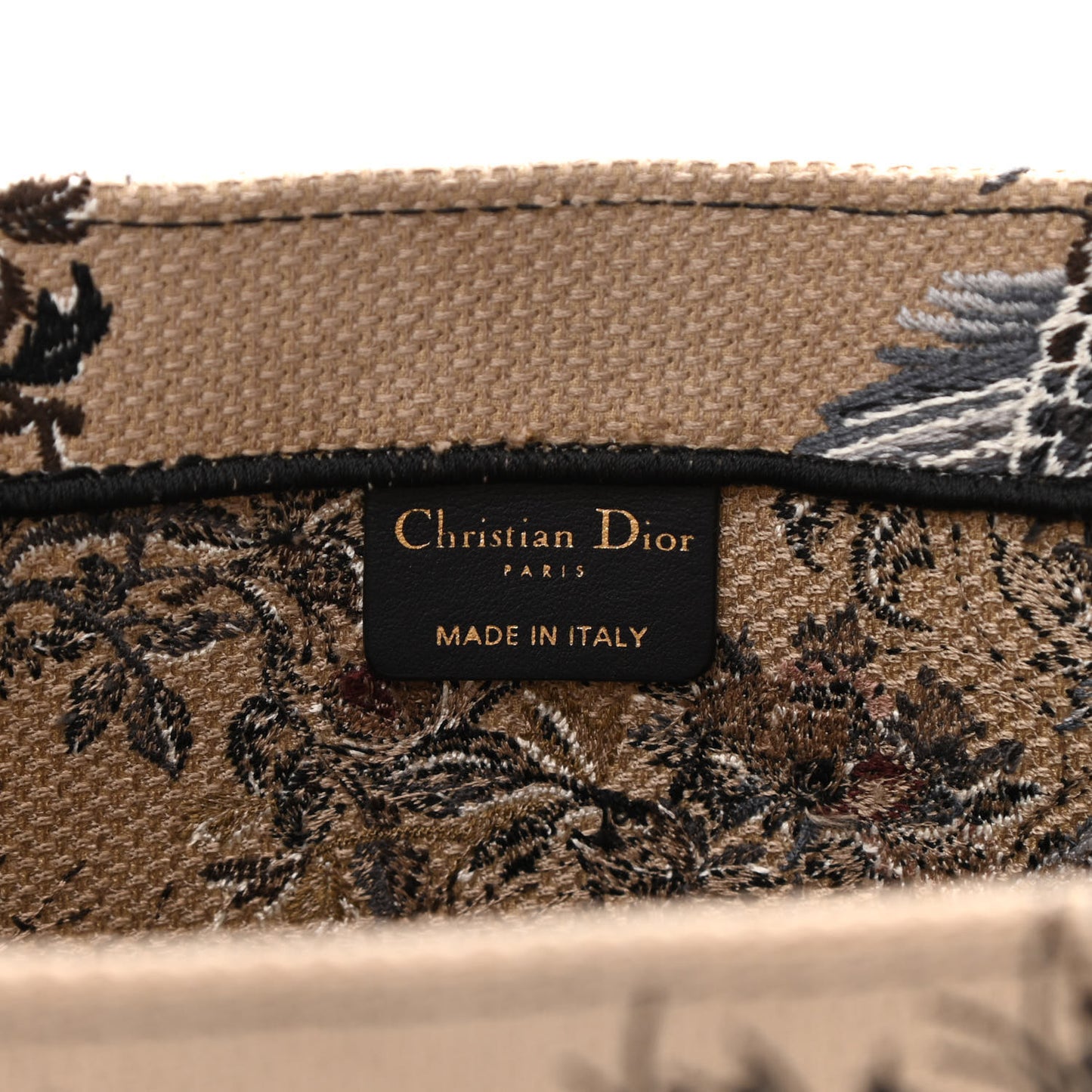 Canvas Embroidered Jardin D'Hiver Medium Book Tote Beige Multicolor