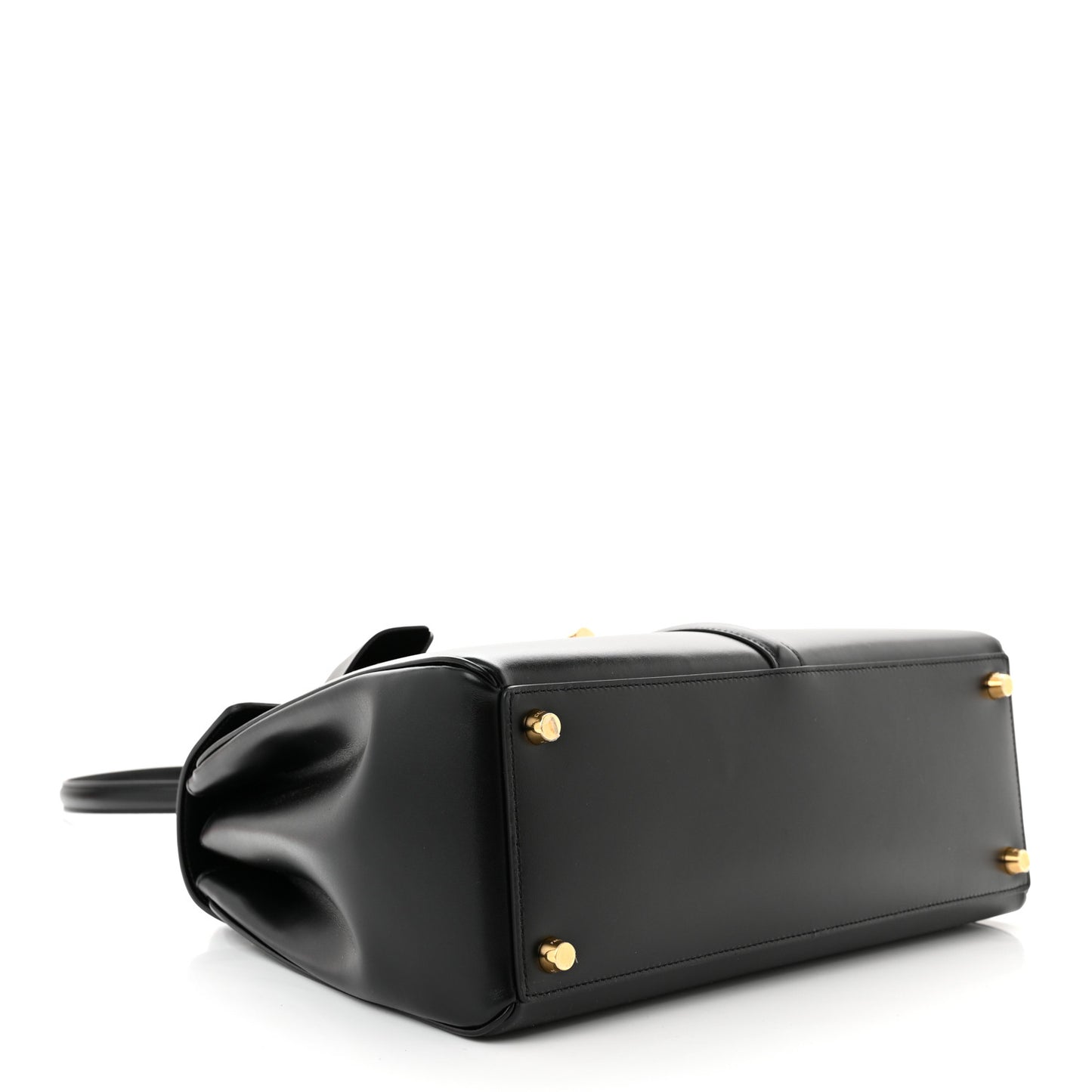 Satinated Calfskin Medium 16 Top Handle Bag Black