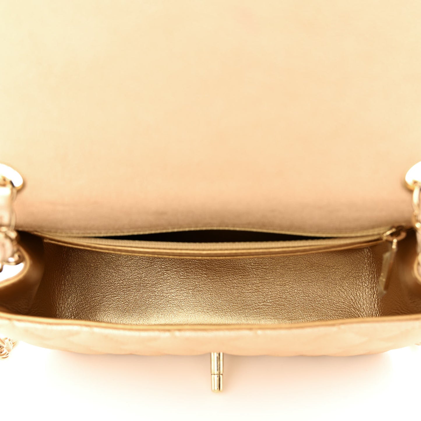 Metallic Lambskin Quilted Mini Rectangular Flap Gold