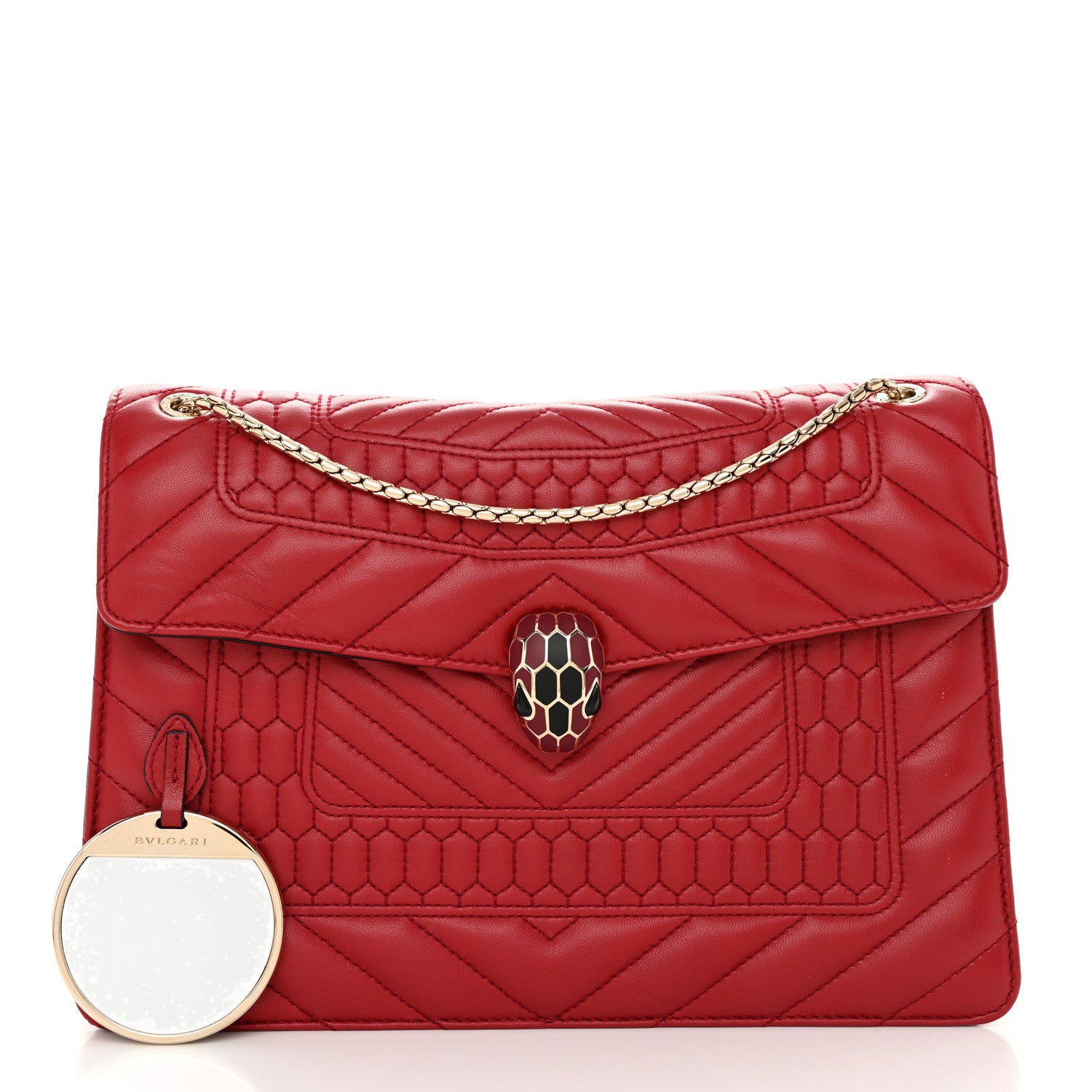 Bulgari Nappa Quilted Serpenti Forever Shoulder Bag Red 3 of 14